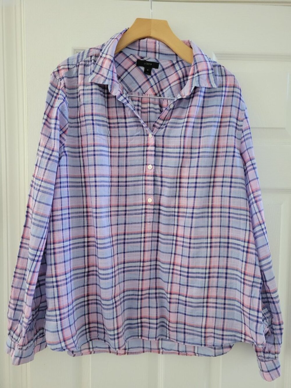 J. Crew Blue Purple Plaid blouse size 18 Casual Preppy academia